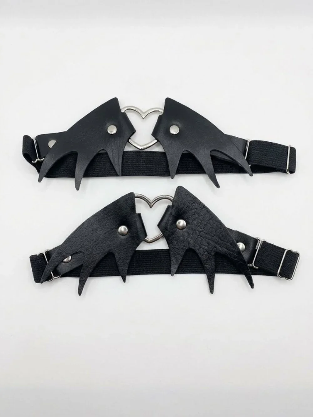 2 pack Black Heart Shaped Spiked Garter Belt